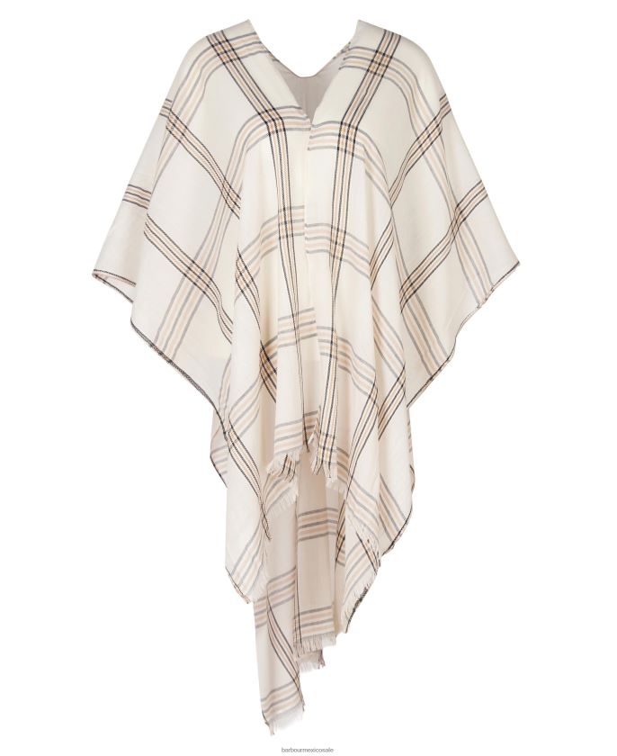 Barbour 8B6RFZ2445 accesorios susurro blanco mujer bufanda a cuadros jade