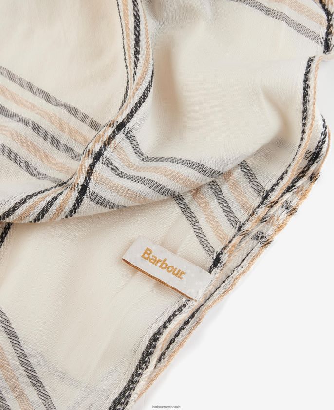 Barbour 8B6RFZ2445 accesorios susurro blanco mujer bufanda a cuadros jade