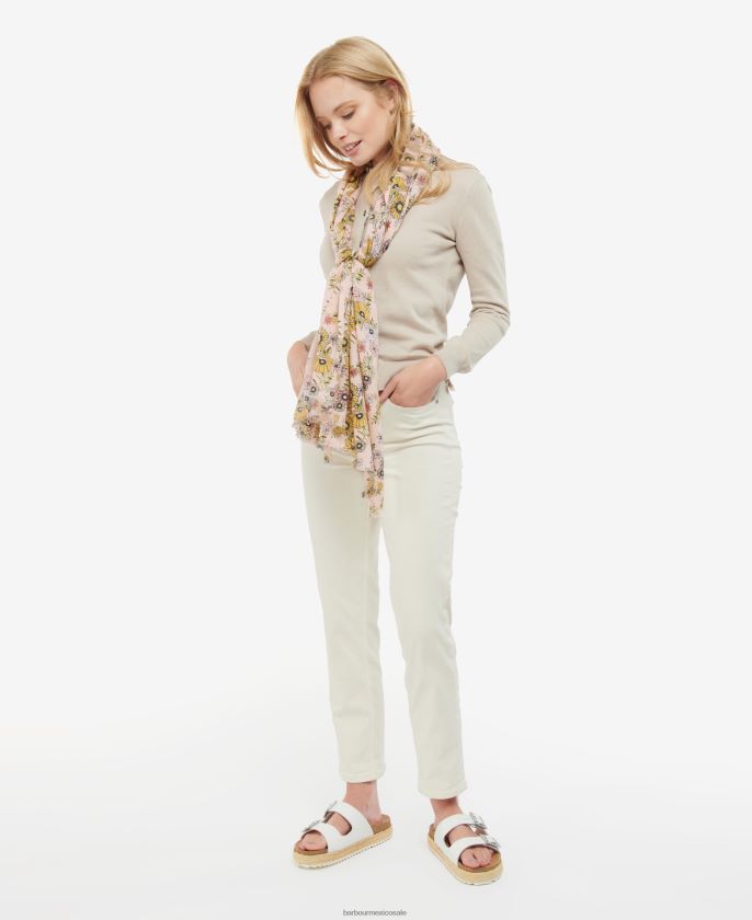 Barbour 8B6RFZ2449 accesorios durazno mujer bufanda oversize con estampado floral
