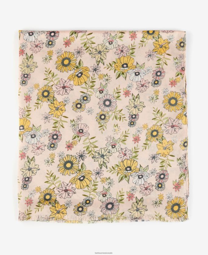 Barbour 8B6RFZ2449 accesorios durazno mujer bufanda oversize con estampado floral