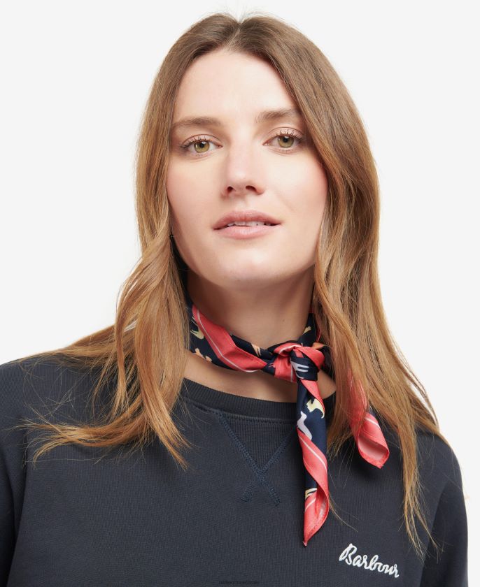 Barbour 8B6RFZ2451 accesorios azul marino/perro mujer bufanda cuadrada con estampado de perros