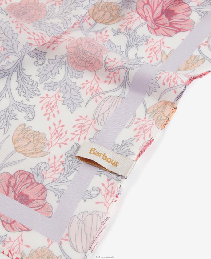 Barbour 8B6RFZ2453 accesorios blanco/lavanda mujer pañuelo cuadrado con estampado floral