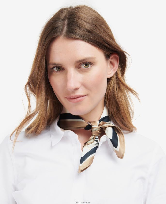 Barbour 8B6RFZ2462 accesorios trinchera/marina mujer bufanda Stanton cuadrada a cuadros