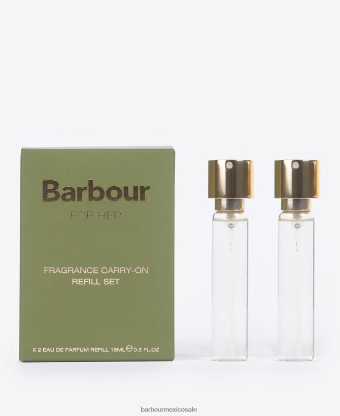 Barbour 8B6RFZ2412 accesorios verde clásico mujer su juego de recambio de tamaño de viaje de perfume
