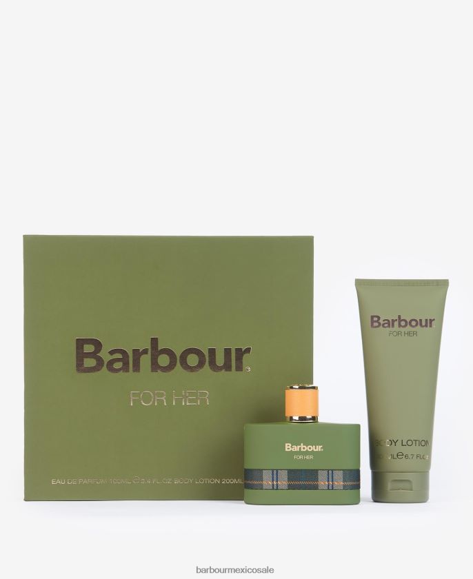 Barbour 8B6RFZ2414 accesorios verde clásico mujer para ella set de regalo de dúo de perfumes de vacaciones