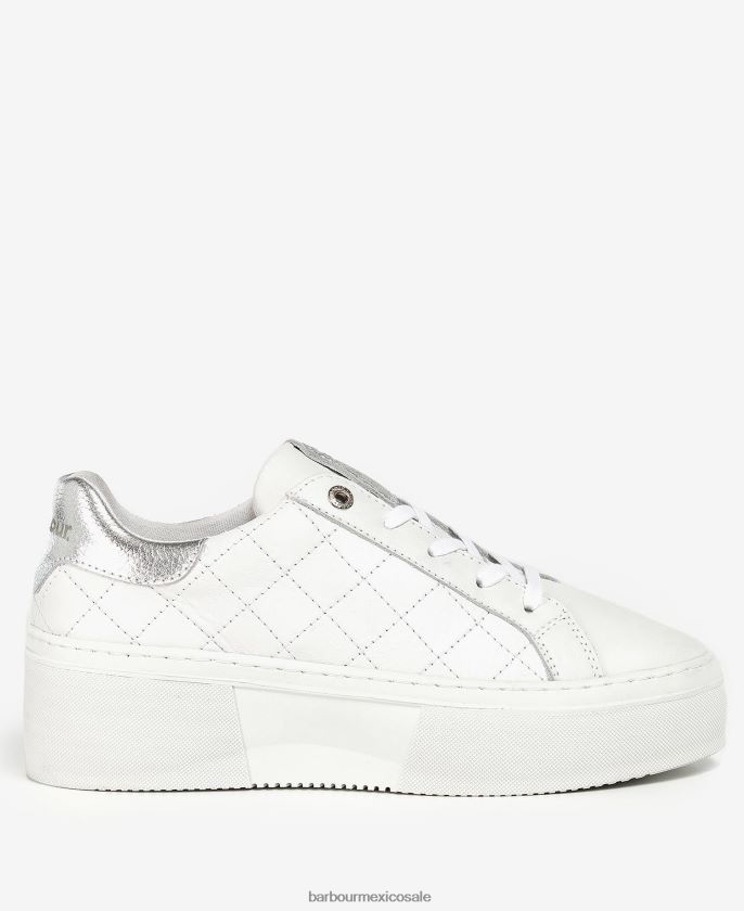 Barbour 8B6RFZ2125 calzado peonía blanca/plateada mujer entrenadores