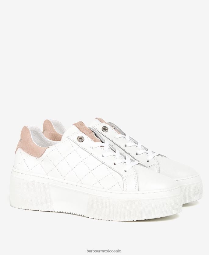 Barbour 8B6RFZ2126 calzado peonía blanca/plateada mujer entrenadores