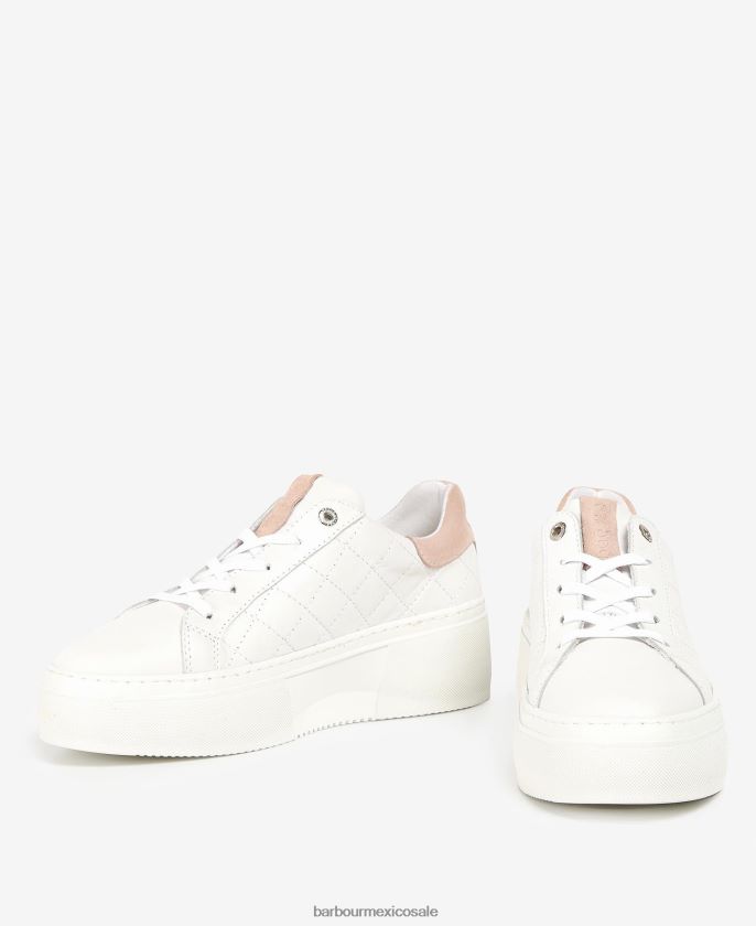 Barbour 8B6RFZ2126 calzado peonía blanca/plateada mujer entrenadores