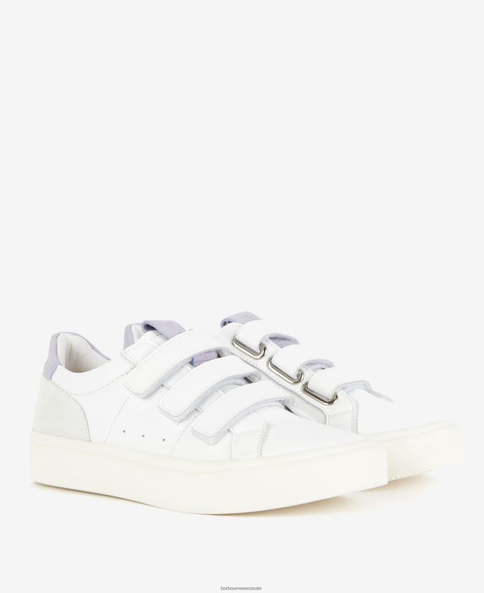 Barbour 8B6RFZ2127 calzado blanco/lavanda mujer tenis Georgie con tres tiras