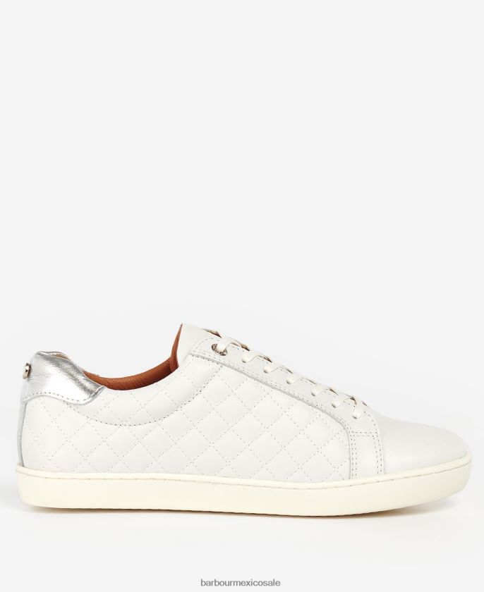 Barbour 8B6RFZ2130 calzado cuero metalizado plata mujer entrenadores cosmo