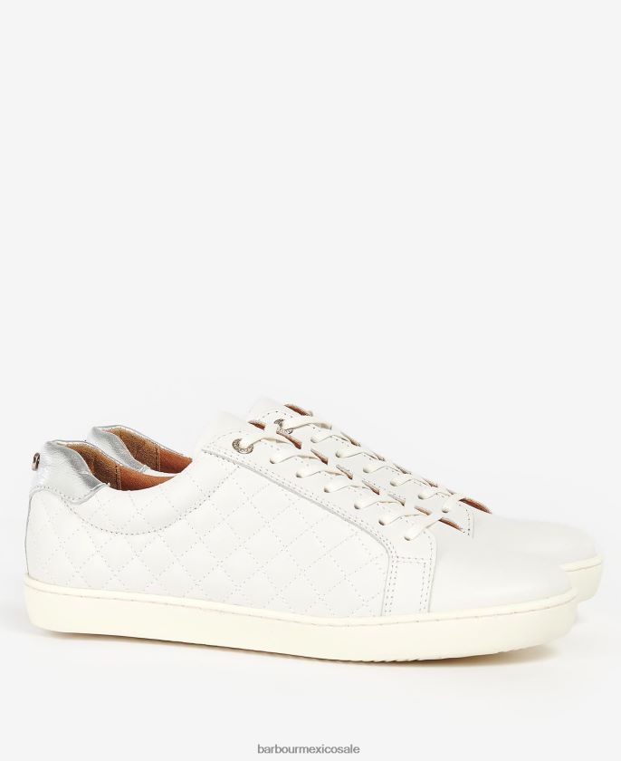 Barbour 8B6RFZ2130 calzado cuero metalizado plata mujer entrenadores cosmo