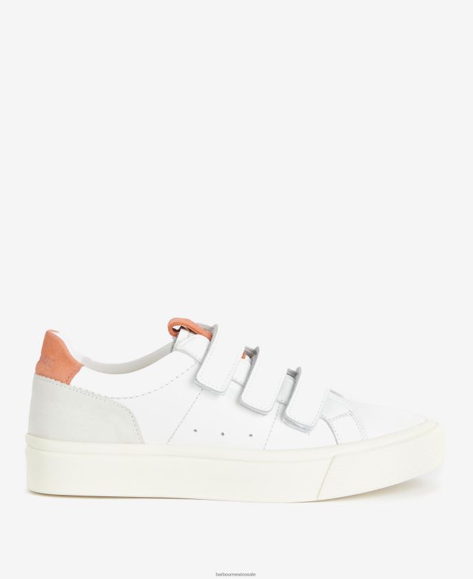 Barbour 8B6RFZ2137 calzado blanco/lavanda mujer tenis Georgie con tres tiras