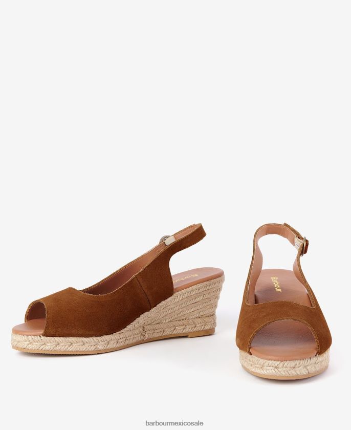 Barbour 8B6RFZ2093 calzado coñac mujer cuñas alpargata peep-toe nadia