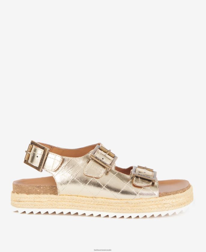 Barbour 8B6RFZ2110 calzado oro metalizado mujer sandalias Helena con plataforma plana