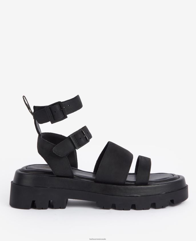 Barbour 8B6RFZ2122 calzado negro clásico mujer sandalias logan