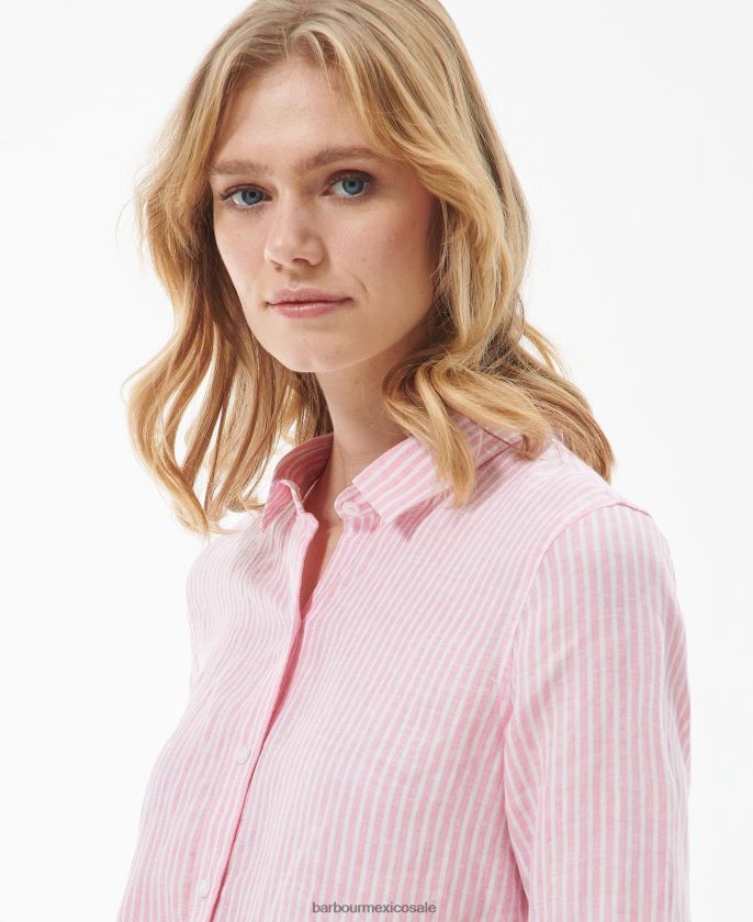 Barbour 8B6RFZ1585 ropa raya de hibisco mujer camisa marina