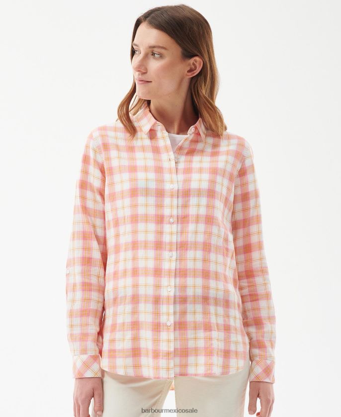 Barbour 8B6RFZ1587 ropa cheque de hibisco mujer camisa de la costa