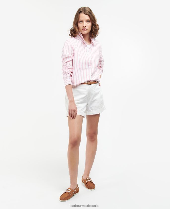 Barbour 8B6RFZ1590 ropa ponche rosa mujer camisa marina