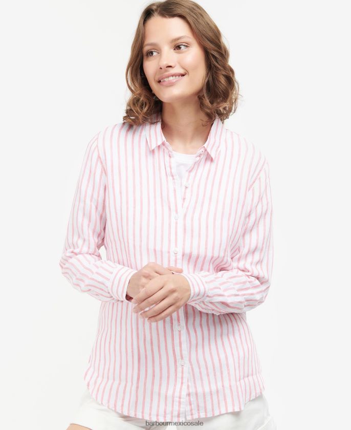 Barbour 8B6RFZ1590 ropa ponche rosa mujer camisa marina