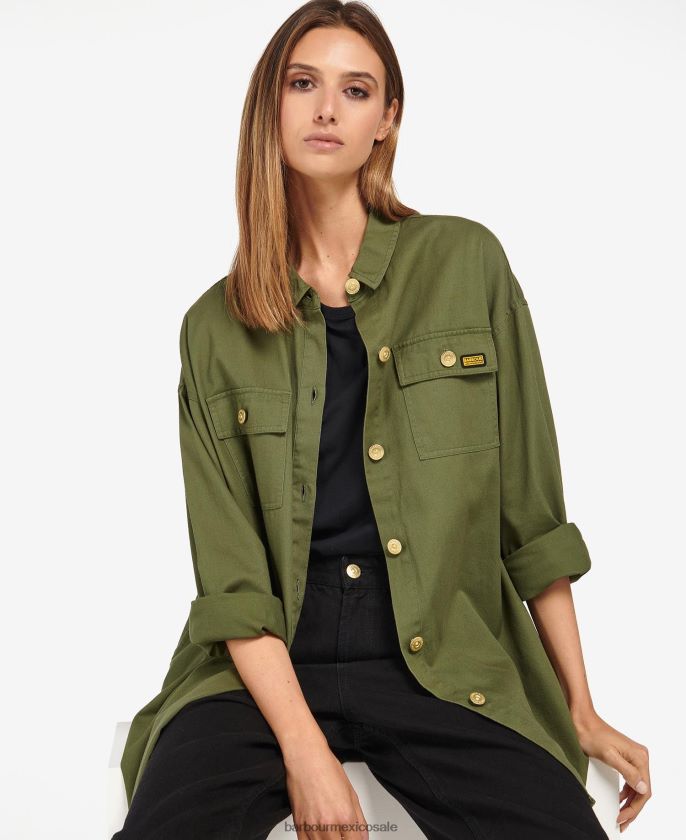 Barbour 8B6RFZ1592 ropa verde medianoche mujer sobrecamisa morgan