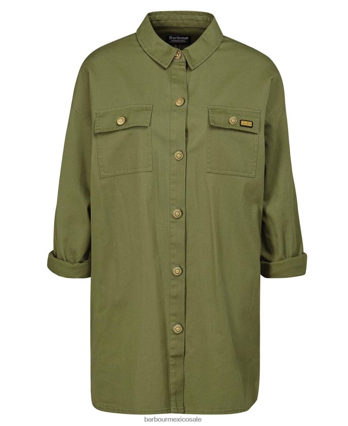 Barbour 8B6RFZ1592 ropa verde medianoche mujer sobrecamisa morgan