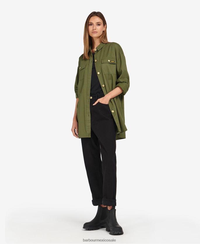 Barbour 8B6RFZ1592 ropa verde medianoche mujer sobrecamisa morgan