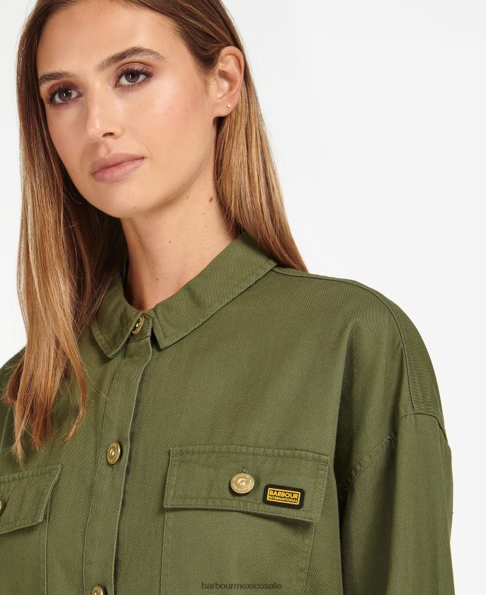 Barbour 8B6RFZ1592 ropa verde medianoche mujer sobrecamisa morgan