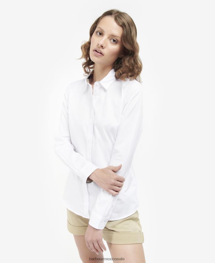 Barbour 8B6RFZ1597 ropa tartán blanco/índigo mujer camisa derwent