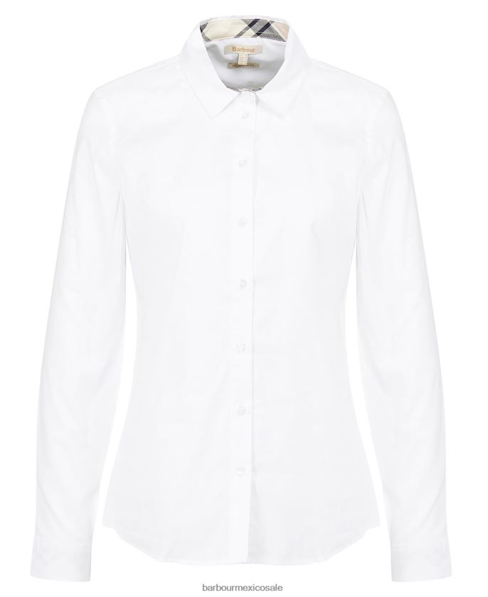 Barbour 8B6RFZ1597 ropa tartán blanco/índigo mujer camisa derwent