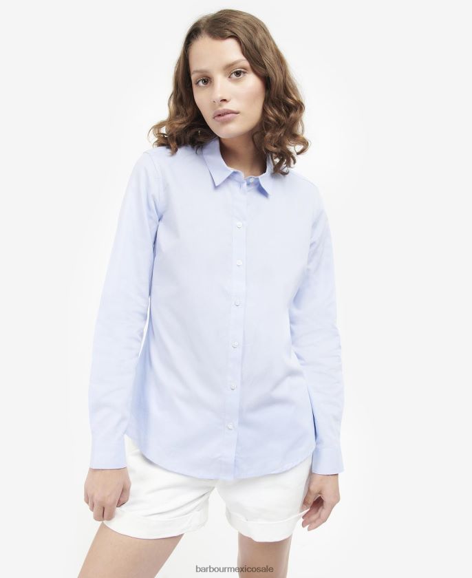 Barbour 8B6RFZ1599 ropa tartán blanco/índigo mujer camisa derwent