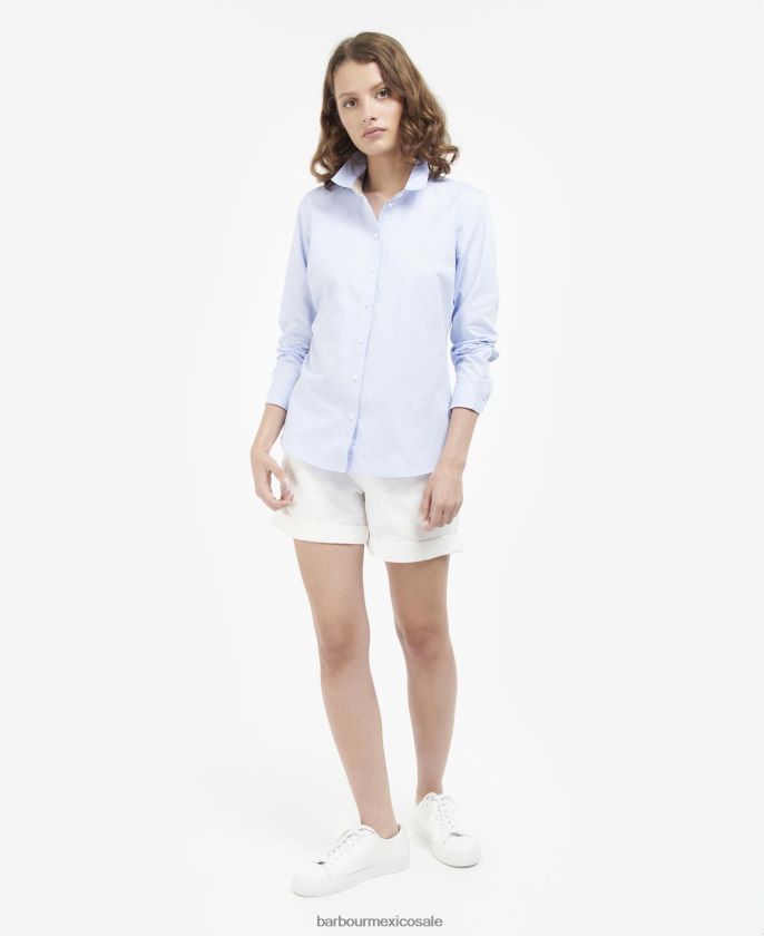 Barbour 8B6RFZ1599 ropa tartán blanco/índigo mujer camisa derwent