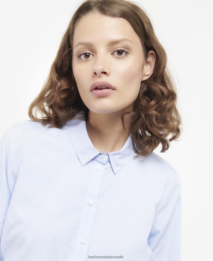 Barbour 8B6RFZ1599 ropa tartán blanco/índigo mujer camisa derwent