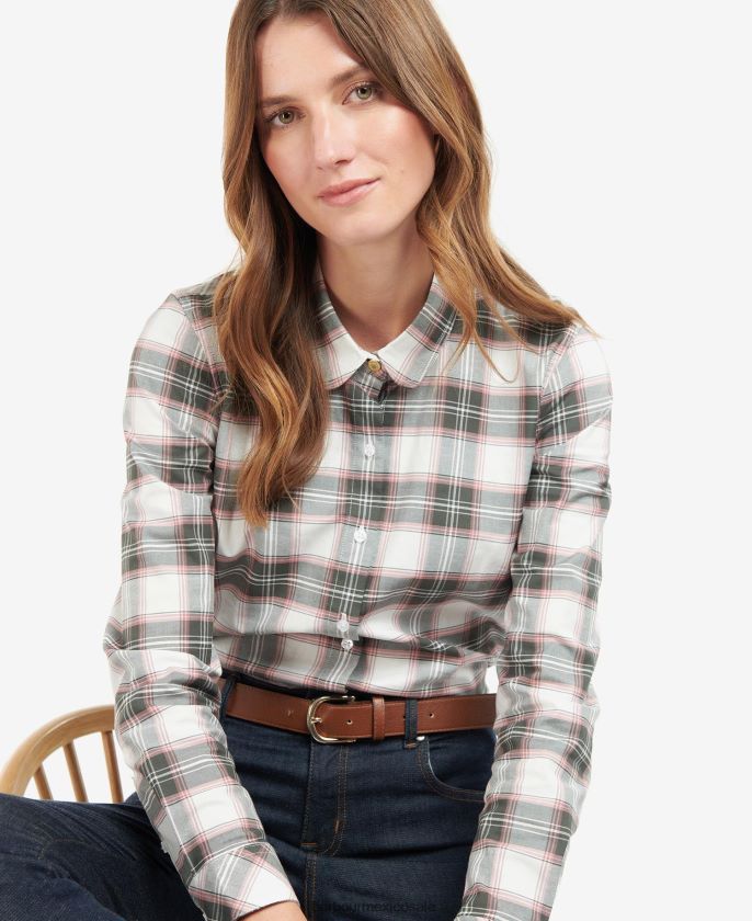 Barbour 8B6RFZ1621 ropa cheque nube/oliva mujer camisa dafne