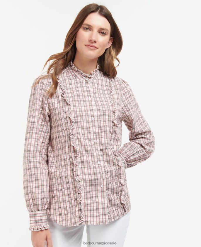 Barbour 8B6RFZ1625 ropa verificación múltiple mujer camiseta rosa