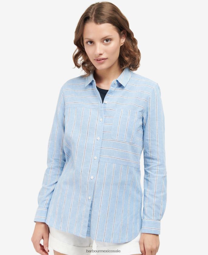 Barbour 8B6RFZ1634 ropa durazno claro mujer camisa frente a la playa