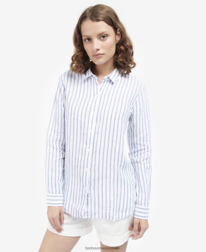 Barbour 8B6RFZ1638 ropa ponche rosa mujer camisa marina