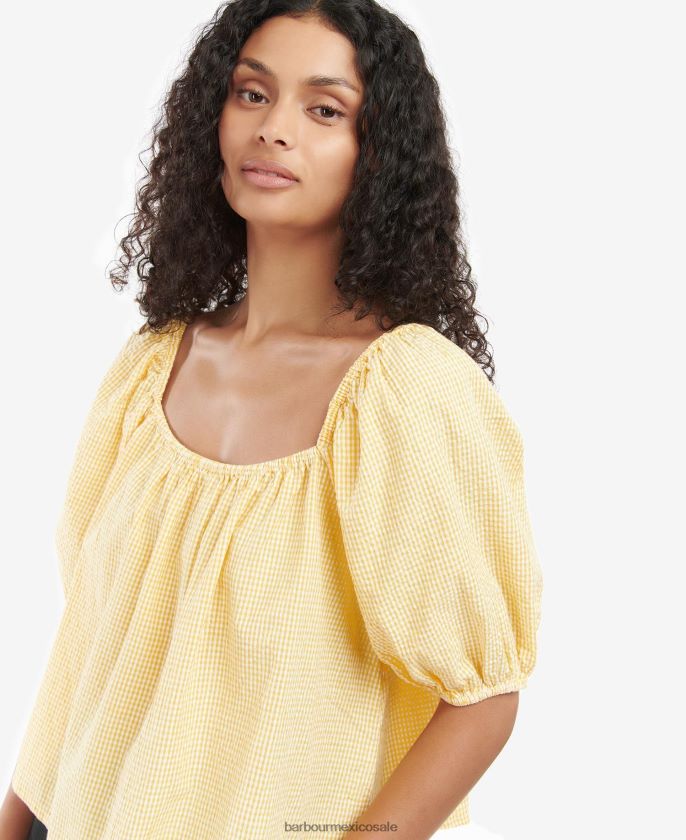 Barbour 8B6RFZ1593 ropa amanecer amarillo mujer parte superior de la abadía