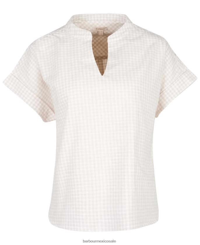 Barbour 8B6RFZ1604 ropa arena/blanco mujer parte superior de piedra