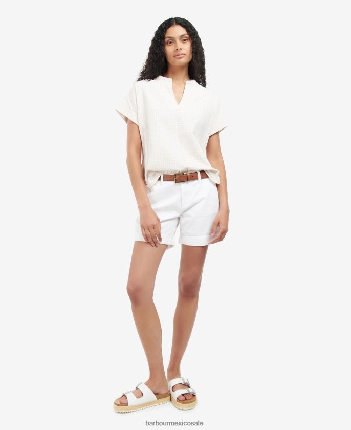 Barbour 8B6RFZ1604 ropa arena/blanco mujer parte superior de piedra