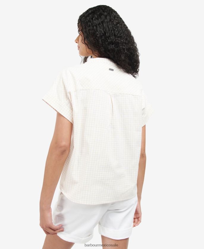 Barbour 8B6RFZ1604 ropa arena/blanco mujer parte superior de piedra