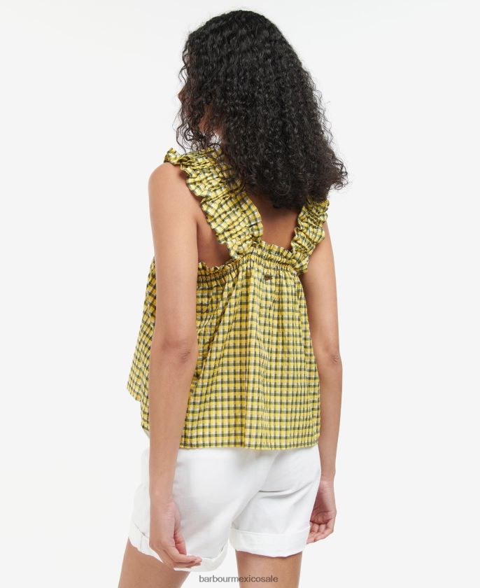 Barbour 8B6RFZ1623 ropa cheque amarillo amanecer mujer la parte superior de addison