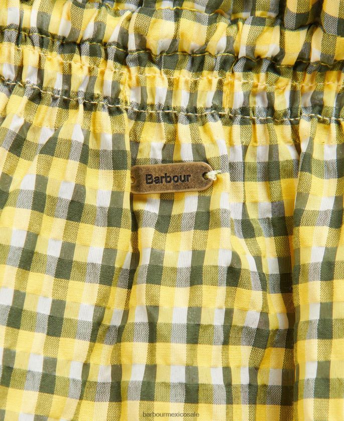 Barbour 8B6RFZ1623 ropa cheque amarillo amanecer mujer la parte superior de addison