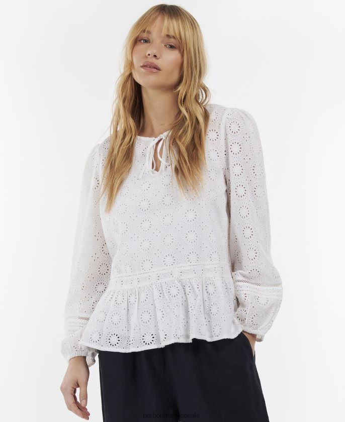 Barbour 8B6RFZ1631 ropa blanco mujer parte superior de cherbury