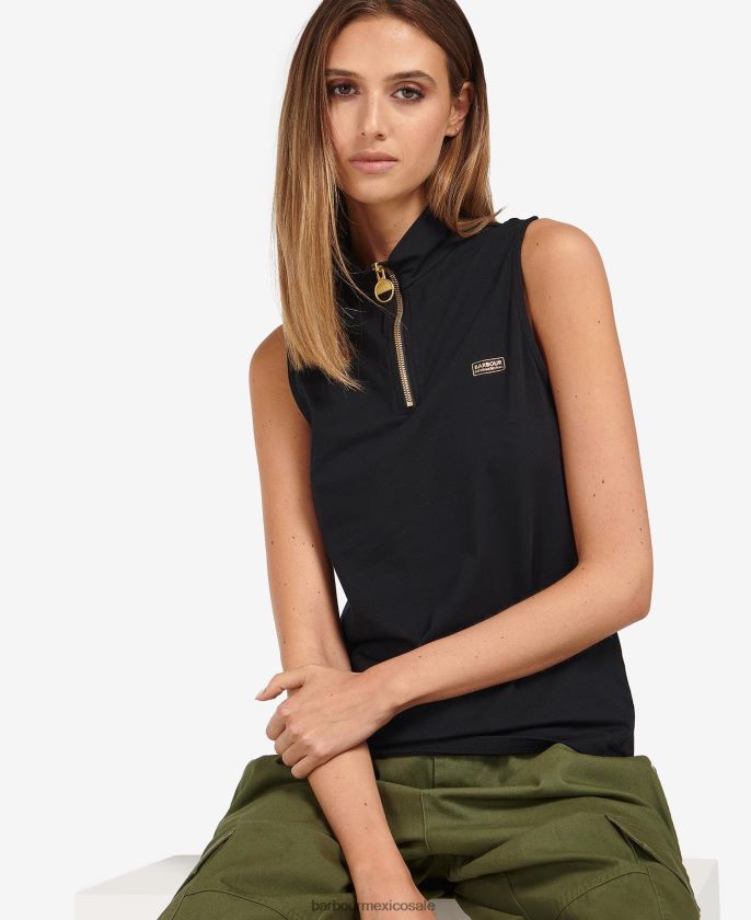Barbour 8B6RFZ1672 ropa negro clásico mujer top kasuki con media cremallera