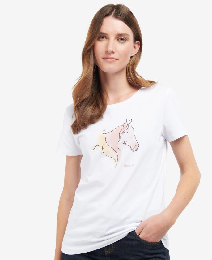 Barbour 8B6RFZ1673 ropa blanco clásico mujer camiseta enebro