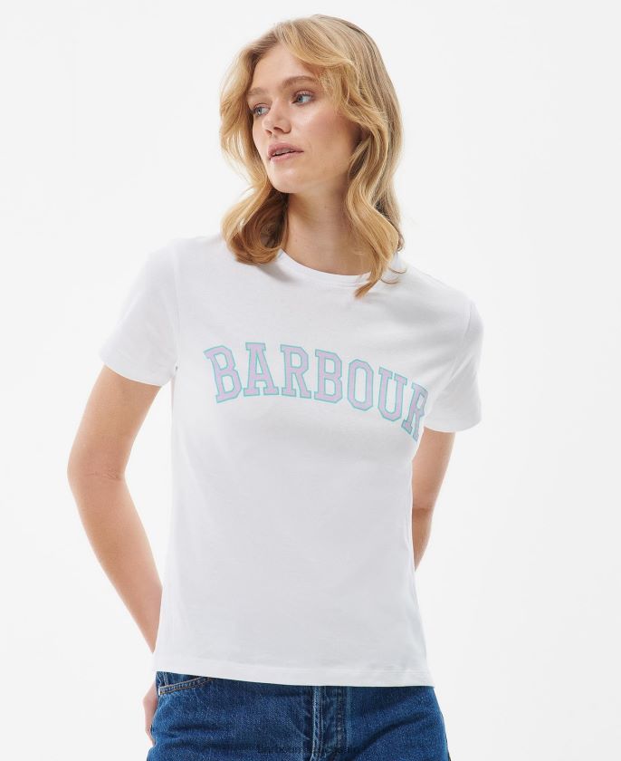 Barbour 8B6RFZ1680 ropa blanco clásico mujer camiseta de northumberland