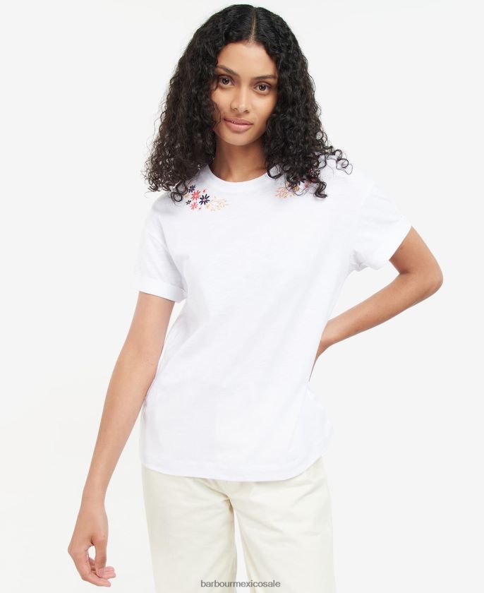 Barbour 8B6RFZ1683 ropa blanco clásico mujer camiseta apia