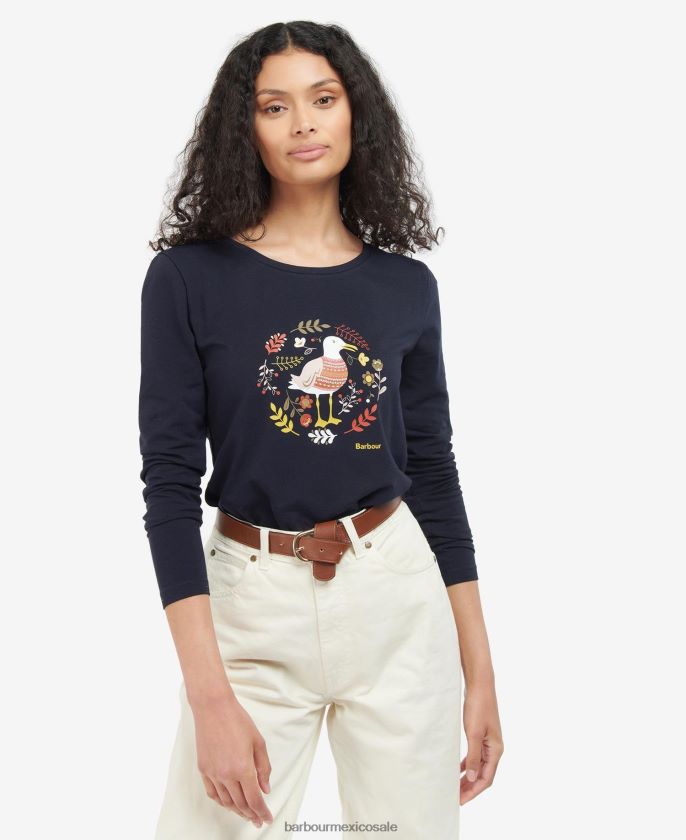 Barbour 8B6RFZ1727 ropa Armada mujer camiseta de piedra langstone