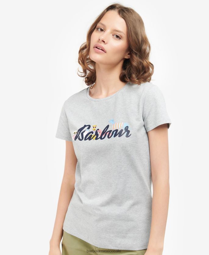 Barbour 8B6RFZ1734 ropa marga gris claro mujer camiseta de puerto sur