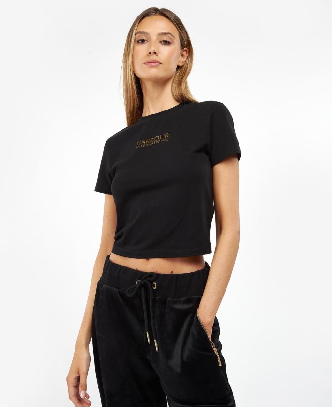 Barbour 8B6RFZ1760 ropa negro clásico mujer camiseta claremont